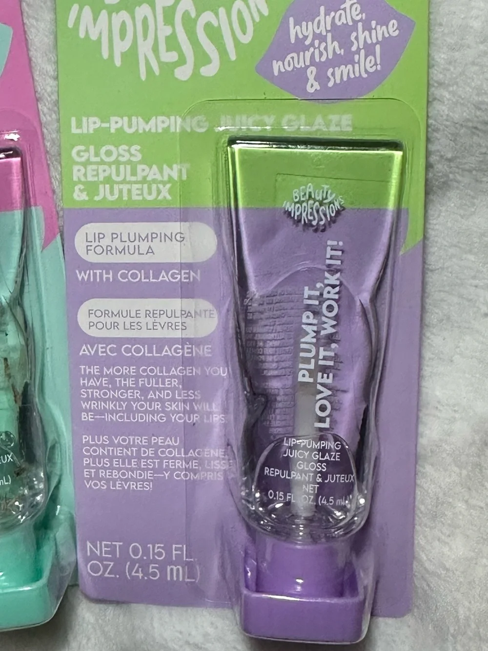 Beauty Impressions Lip Pumping Juicy Glaze Gloss 2pc Set Vitamin E Collagen